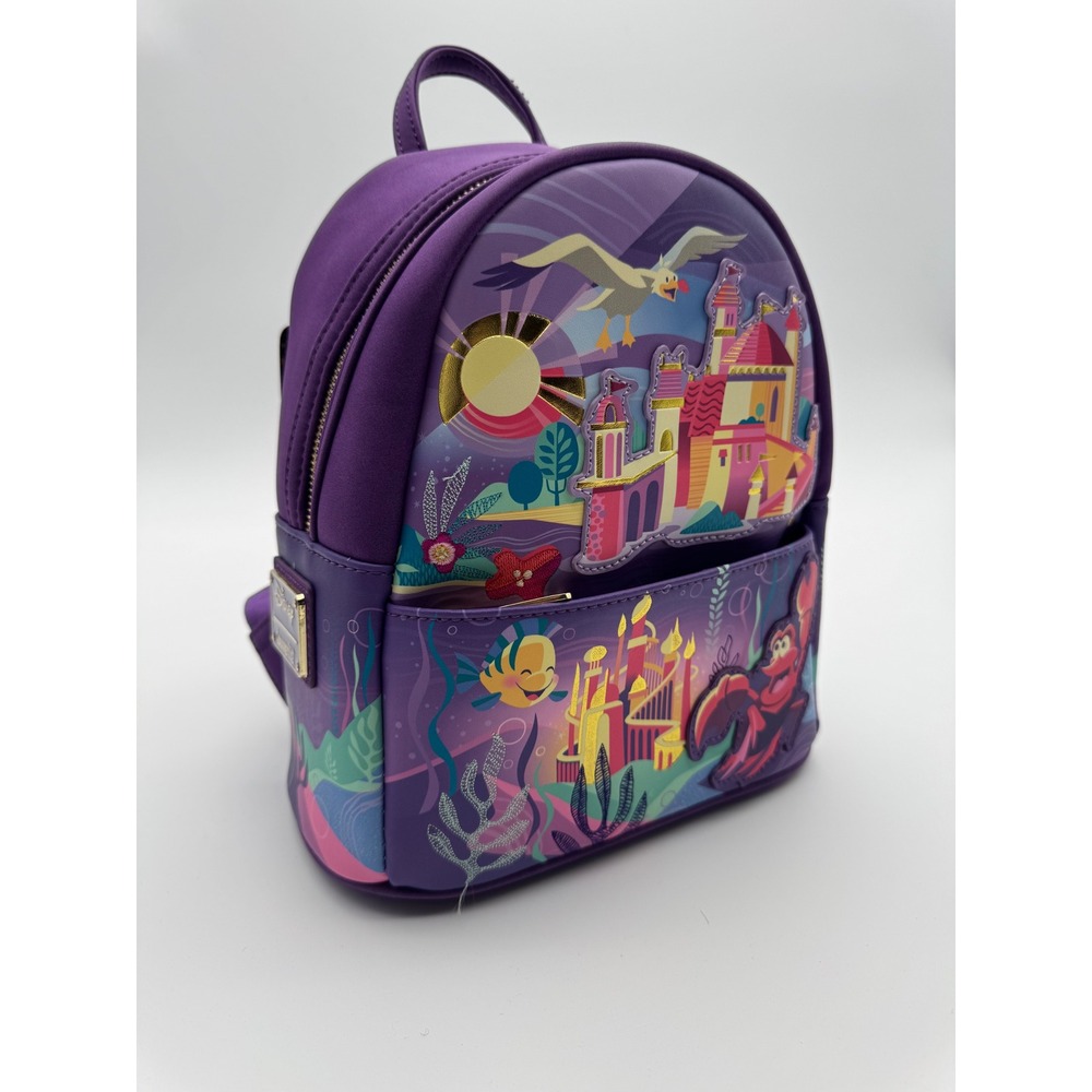 Loungefly Disney Little‎ Mermaid Ariel Castle Mini Backpack Purple NEW